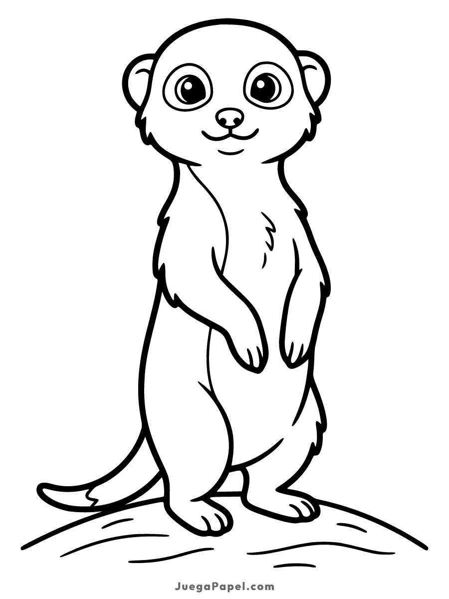 Dibujo para colorear e imprimir de Simpático Suricato de Pie