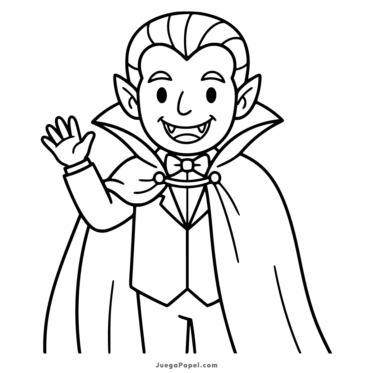 Dibujo para colorear e imprimir de Simpático Vampiro Saludando para Halloween