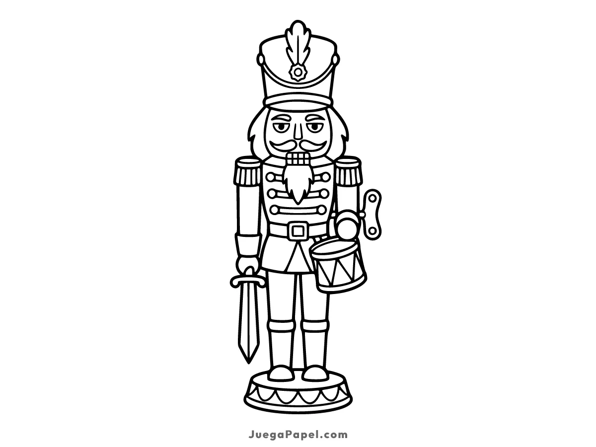Dibujo para colorear e imprimir de Soldado Cascanueces Con Tambor y Espada