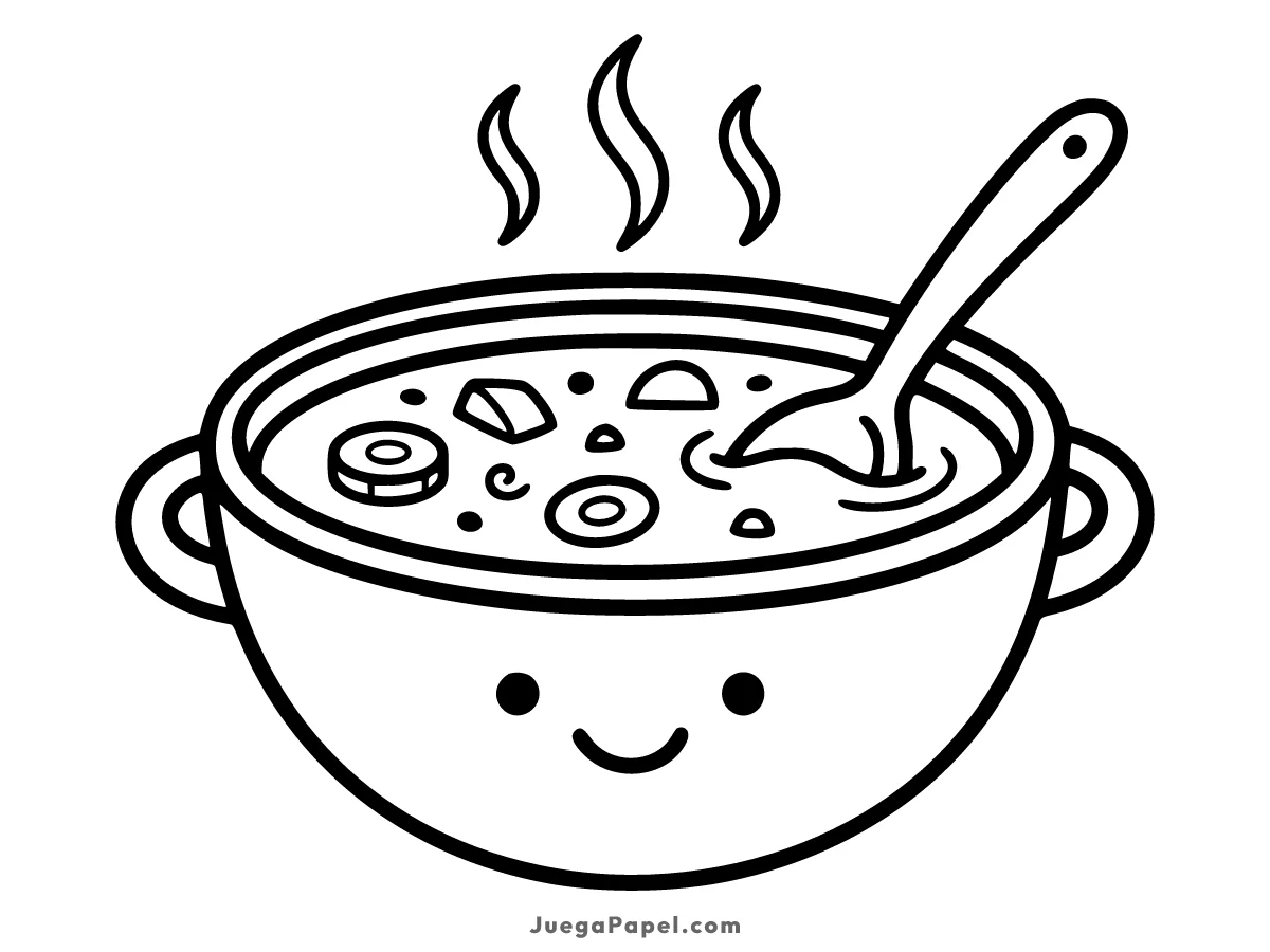 Dibujo para colorear e imprimir de Sopa Caliente en una Taza