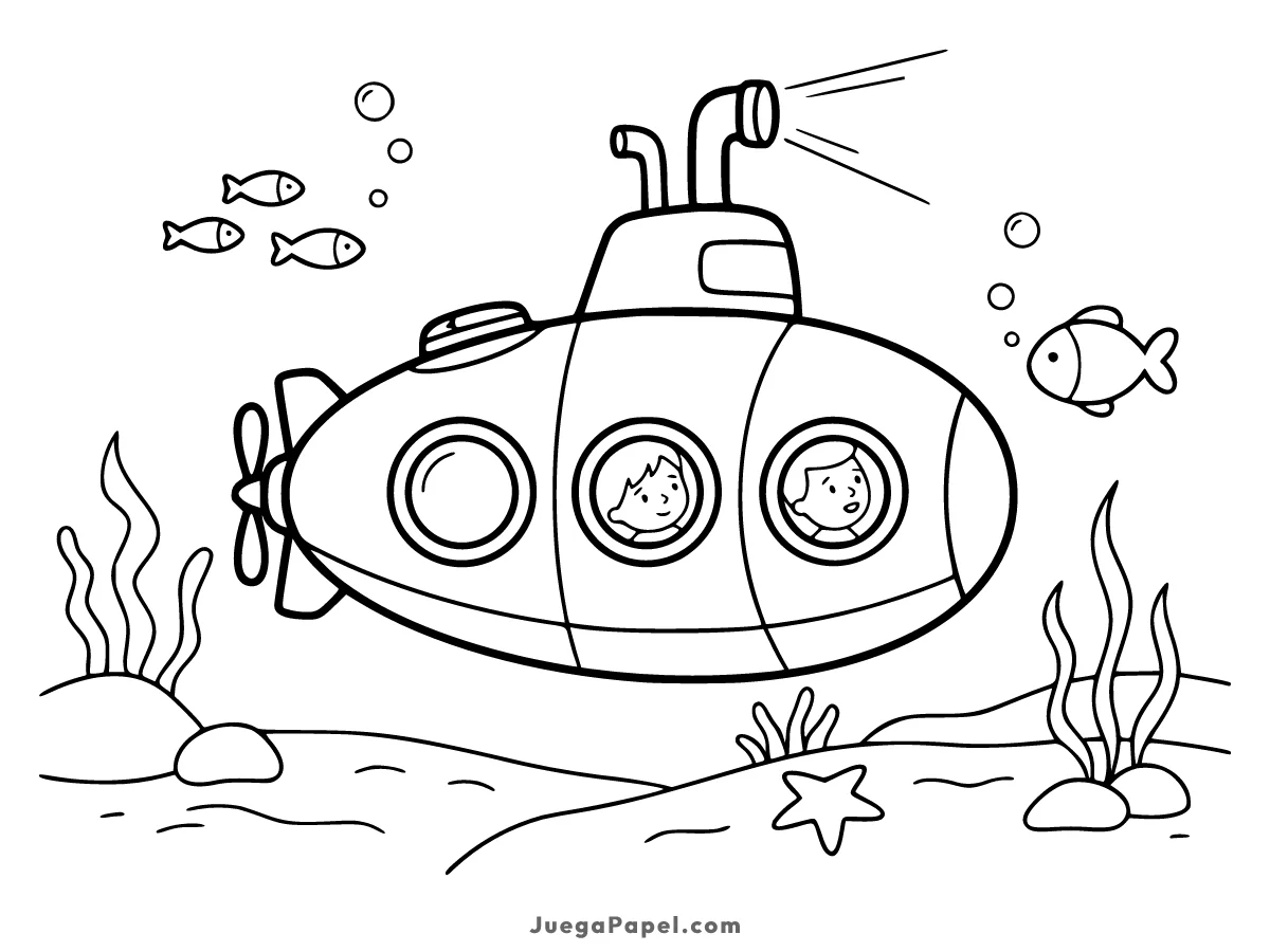 Dibujo para colorear e imprimir de Submarino bajo el Mar