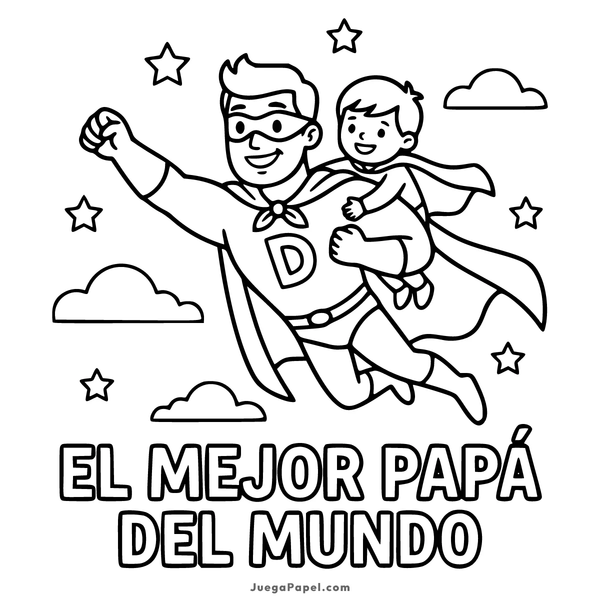 Dibujo para colorear e imprimir de Super Papá - Día del Padre