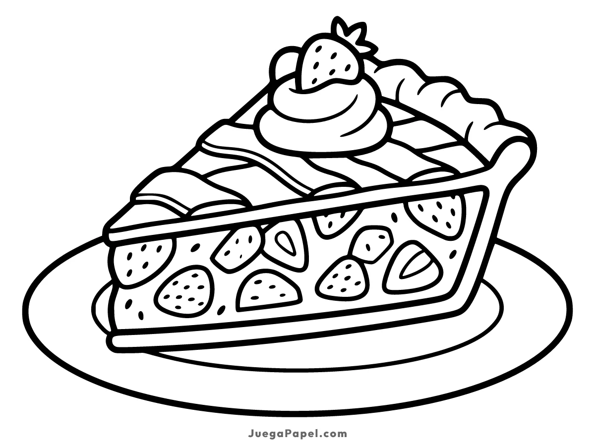 Dibujo para colorear e imprimir de Tarta de Fresa con Nata