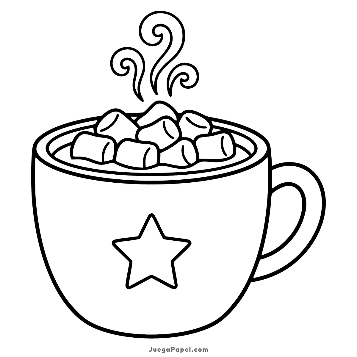 Dibujo para colorear e imprimir de Taza de Chocolate Caliente con Malvaviscos