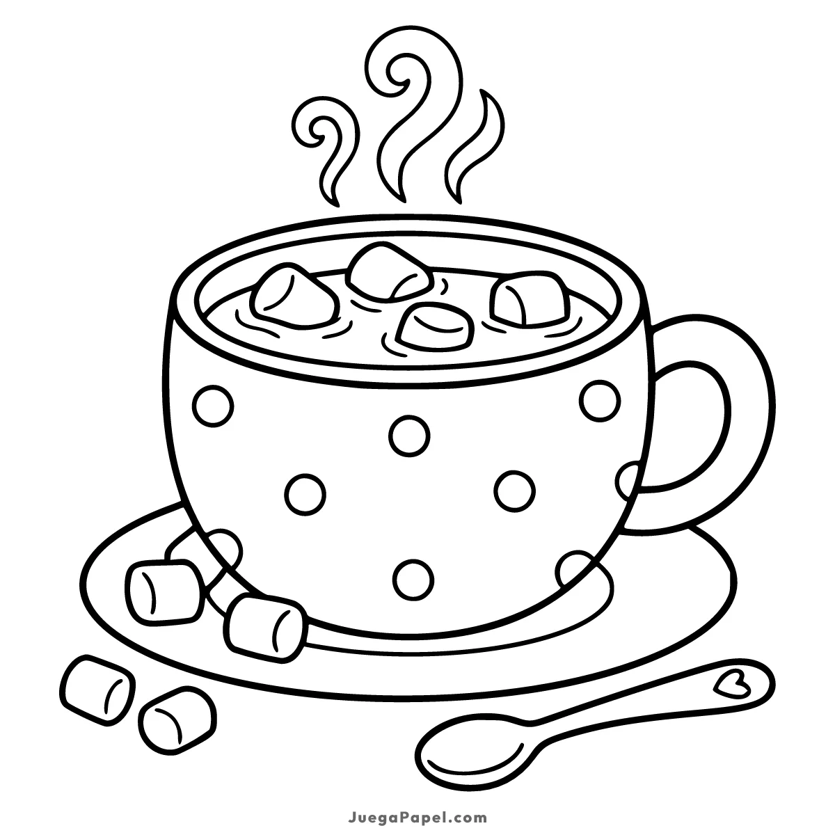 Dibujo para colorear e imprimir de Taza de Chocolate Caliente con Malvaviscos