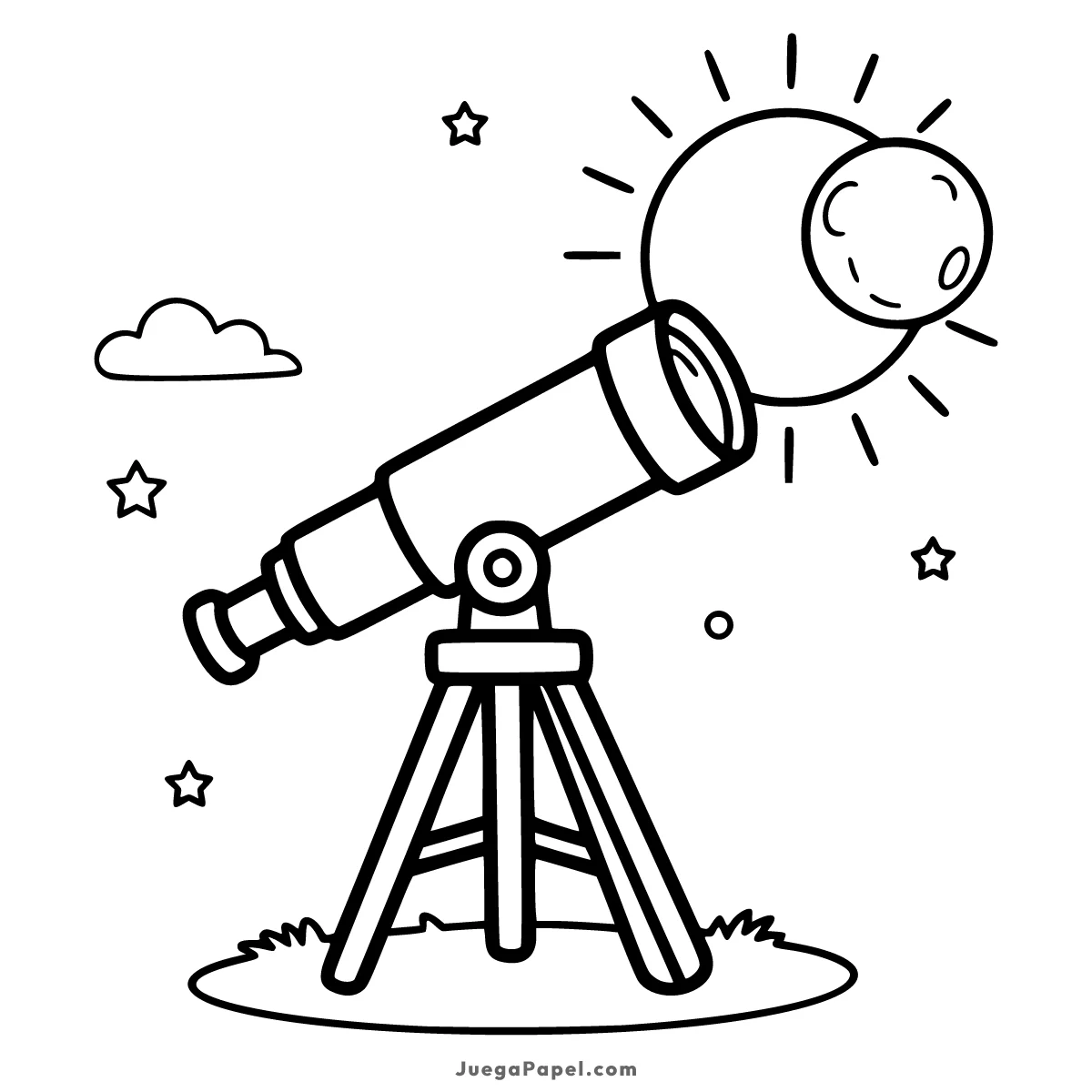 Dibujo para colorear e imprimir de Telescopio Enfocando al Eclipse Solar