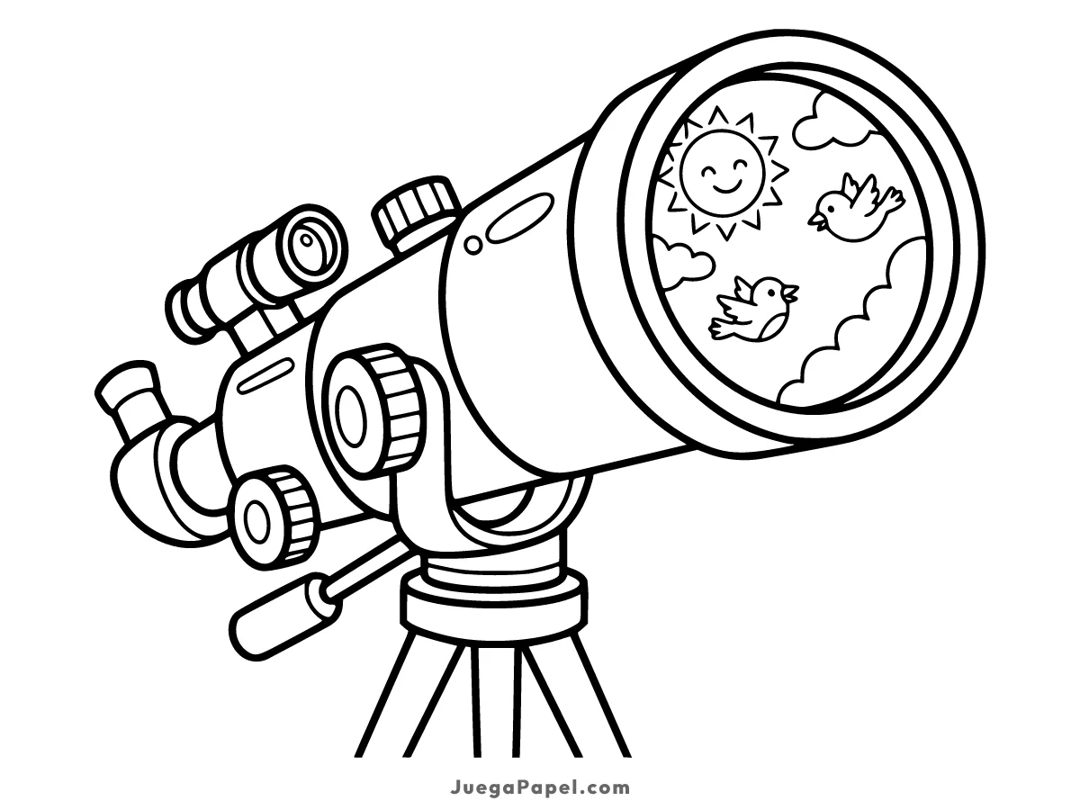 Dibujo para colorear e imprimir de Telescopio mirando al sol