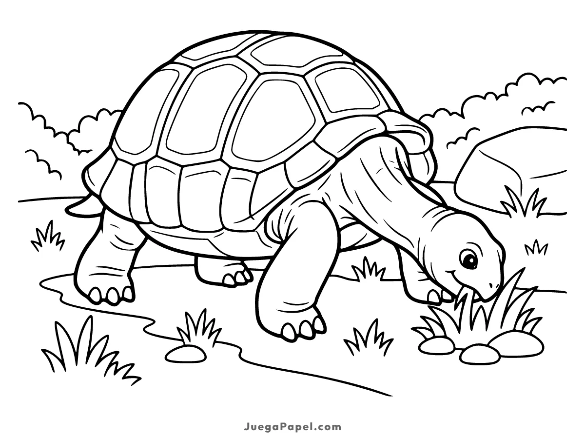 Dibujo para colorear e imprimir de Tortuga comiendo