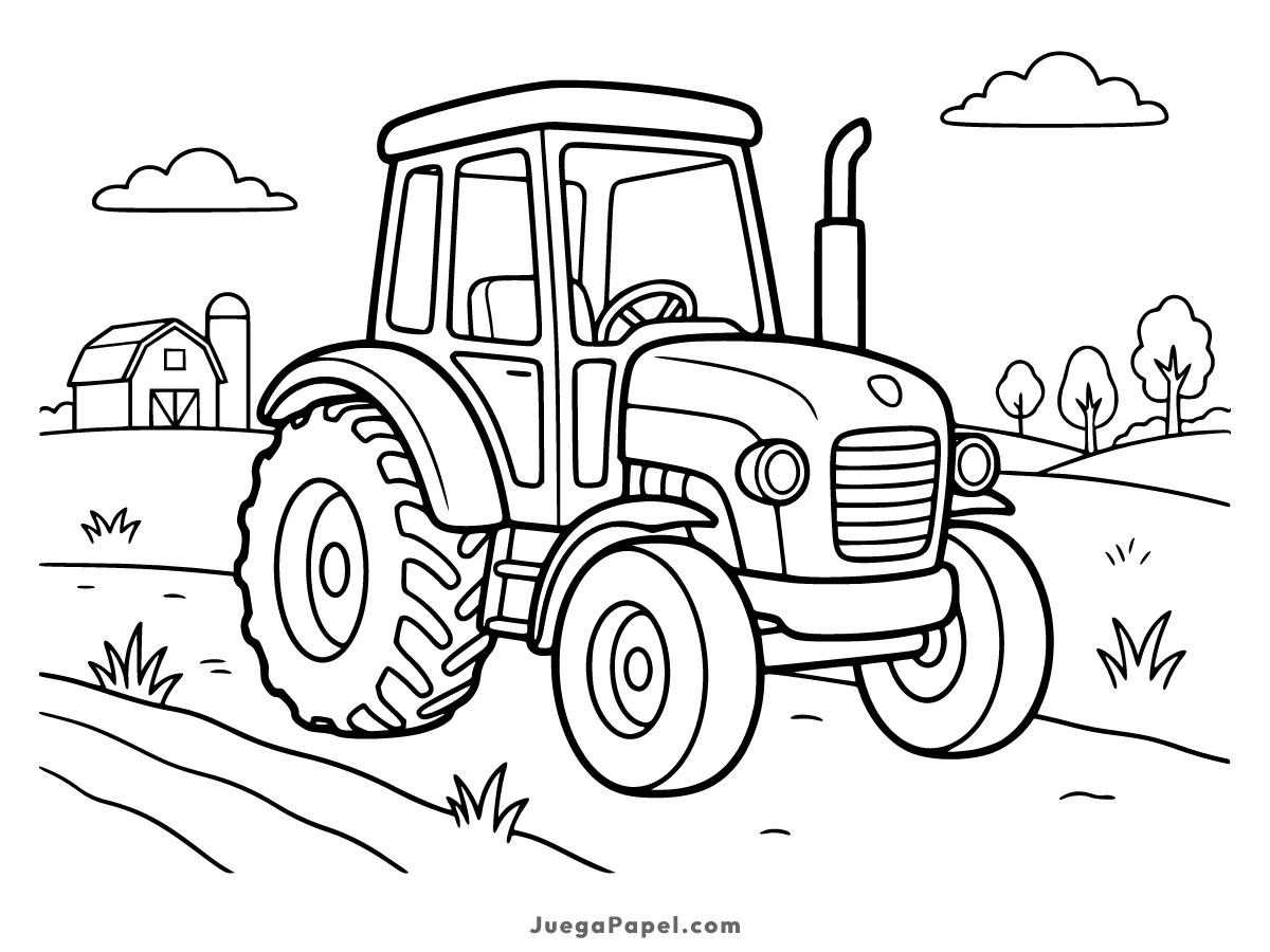 Dibujo para colorear e imprimir de Tractor en la Granja