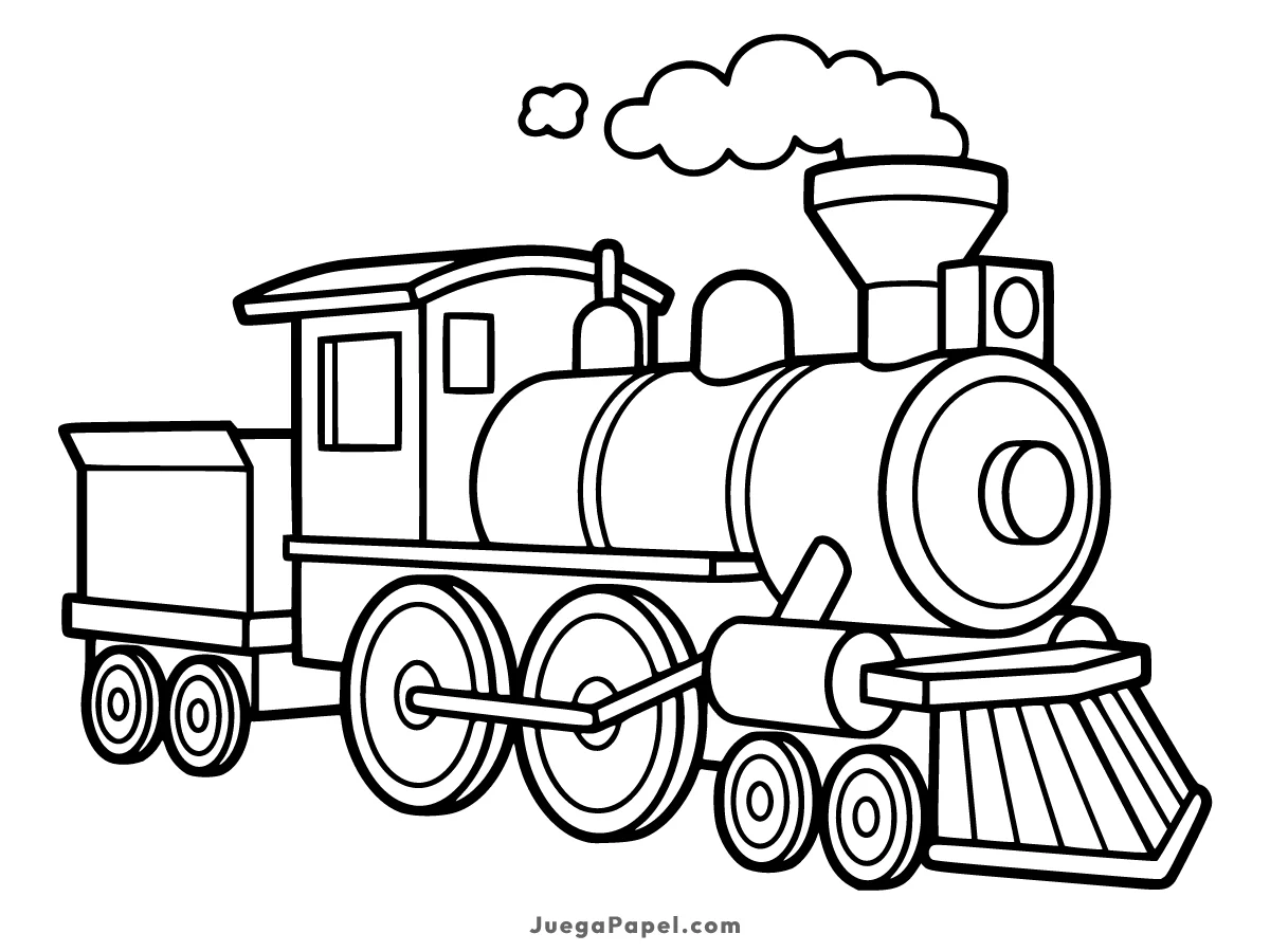 Dibujo para colorear e imprimir de Tren de Vapor con Locomotora