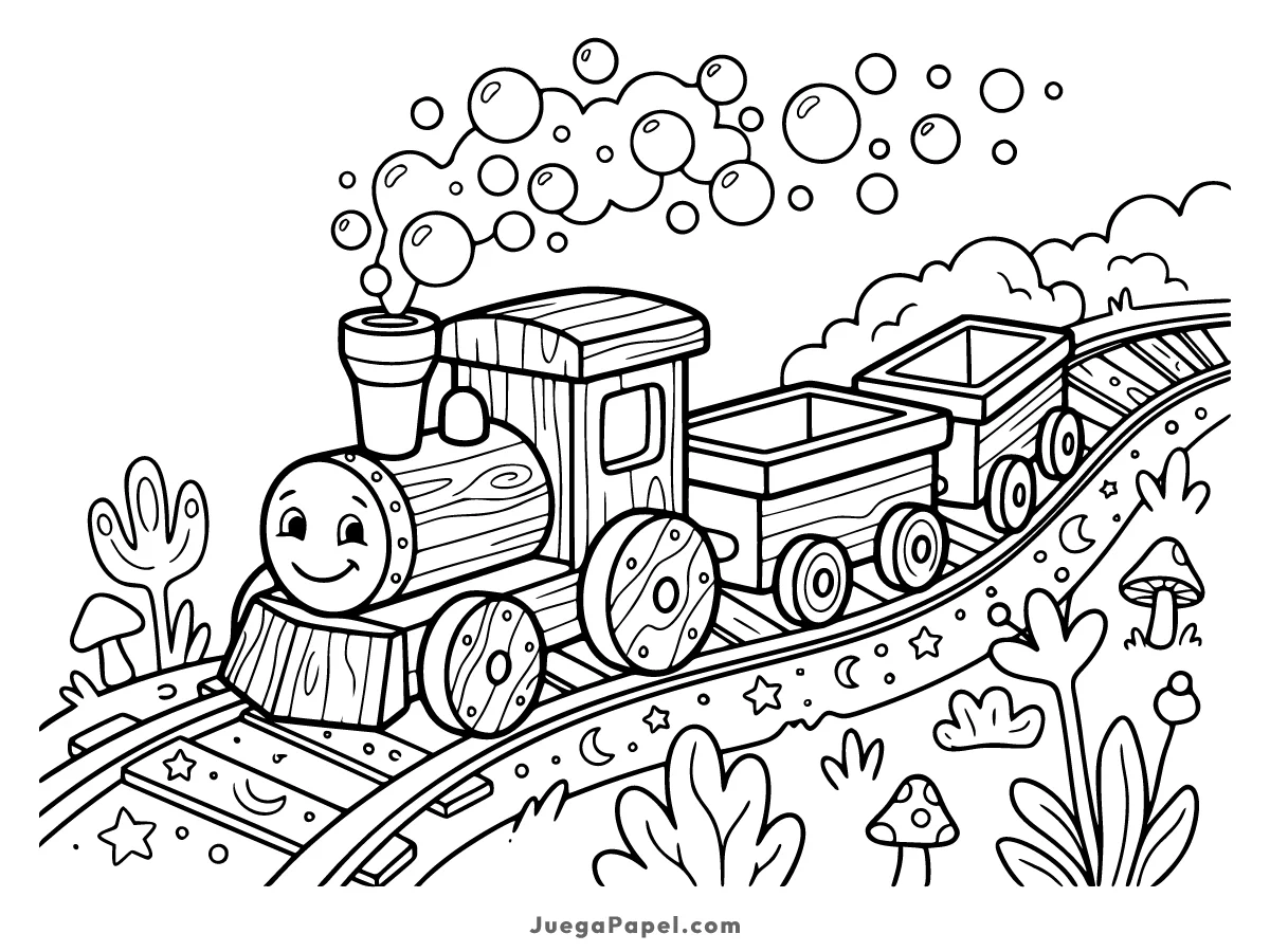 Dibujo para colorear e imprimir de Trencito Mágico de Madera