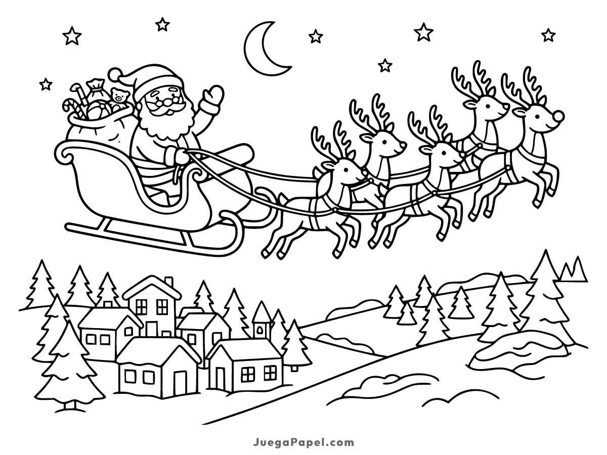 Dibujo para colorear e imprimir de Trineo de Papá Noel