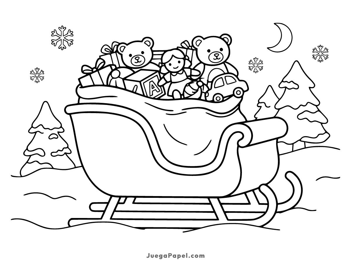 Dibujo para colorear e imprimir de Trineo de Papá Noel
