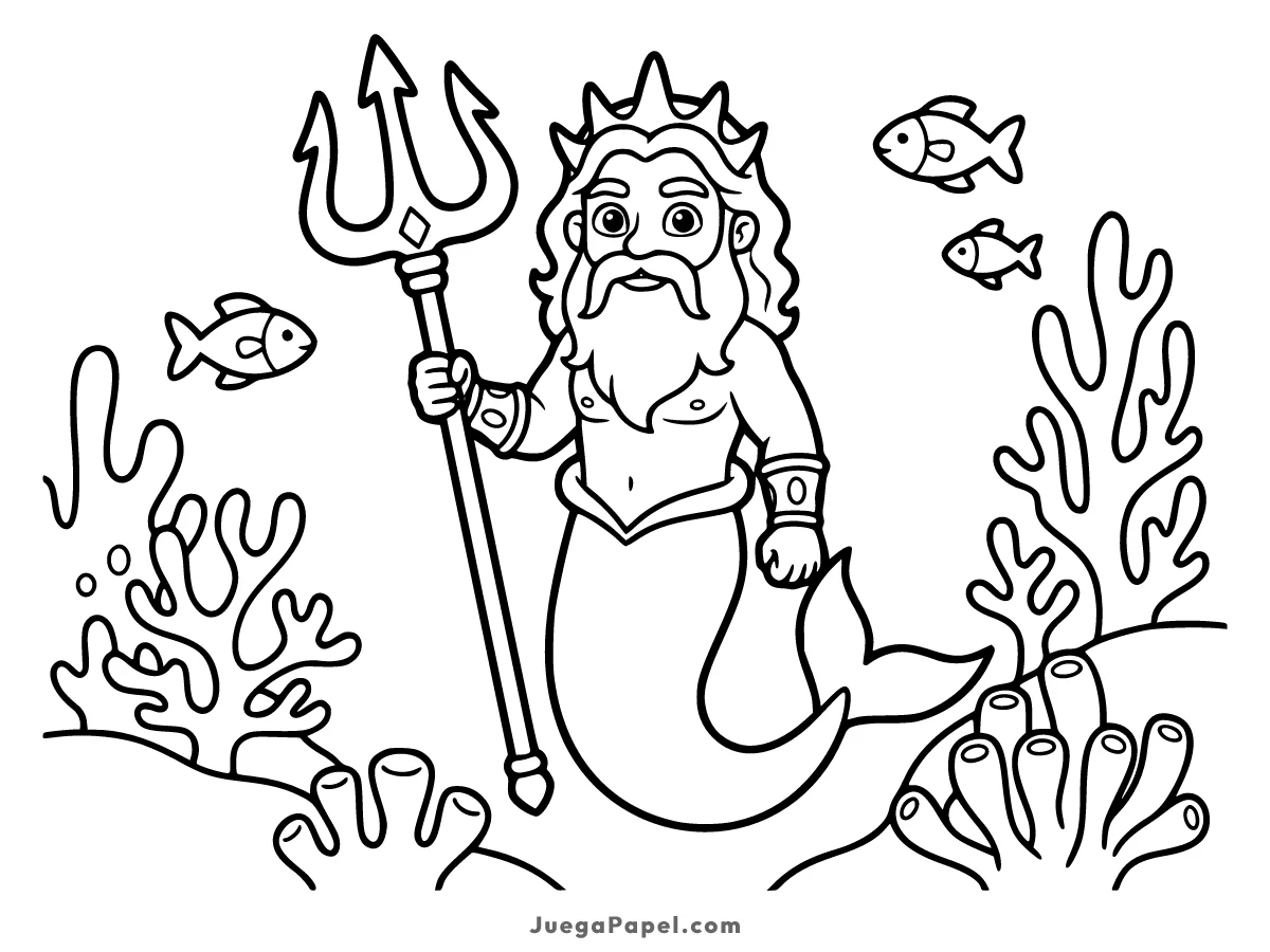 Dibujo para colorear e imprimir de Tritón