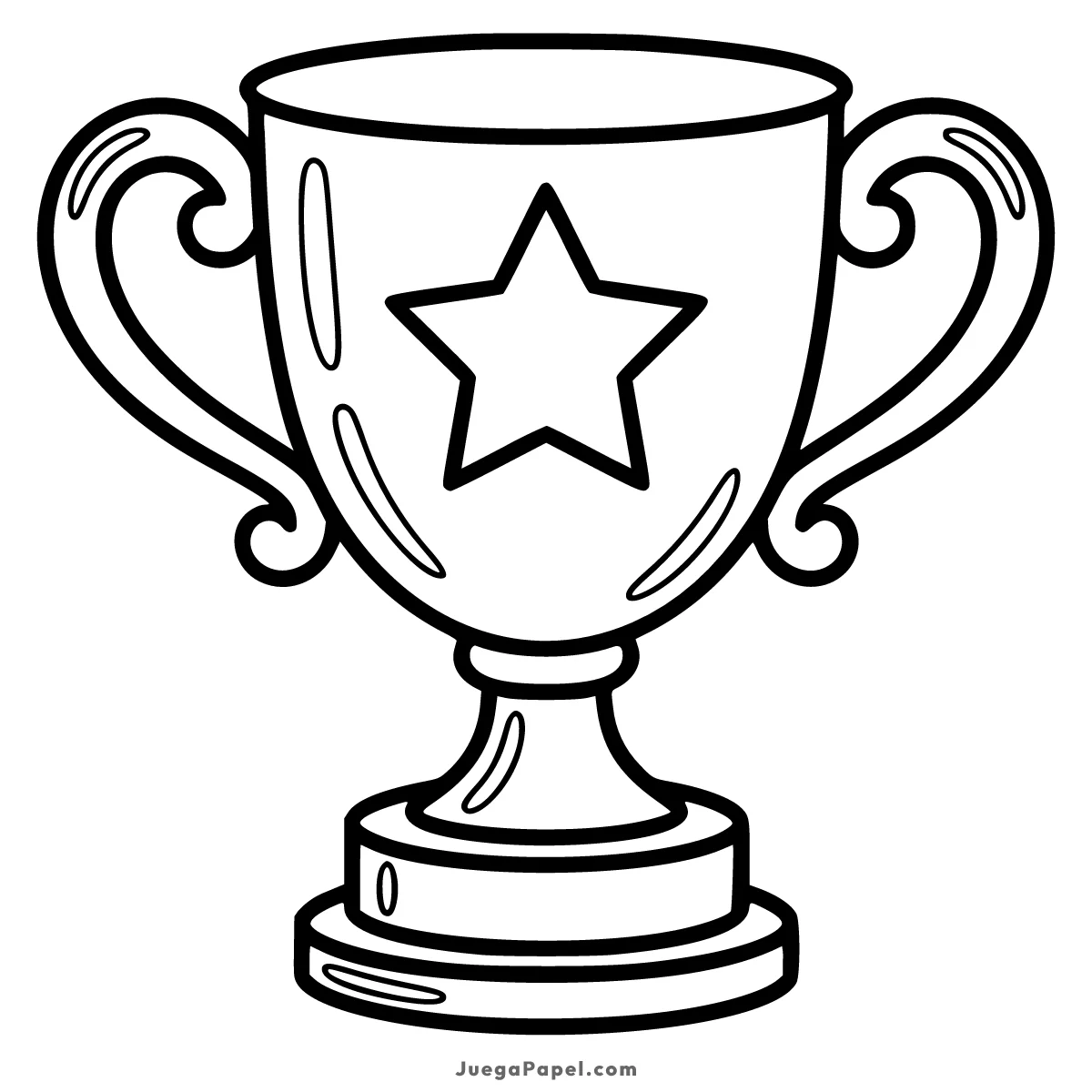 Dibujo para colorear e imprimir de Trofeo Brillante con Estrella para Campeones
