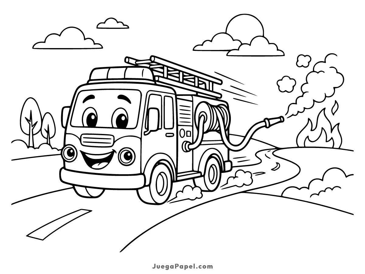 Dibujo para colorear e imprimir de Un camión de bombero