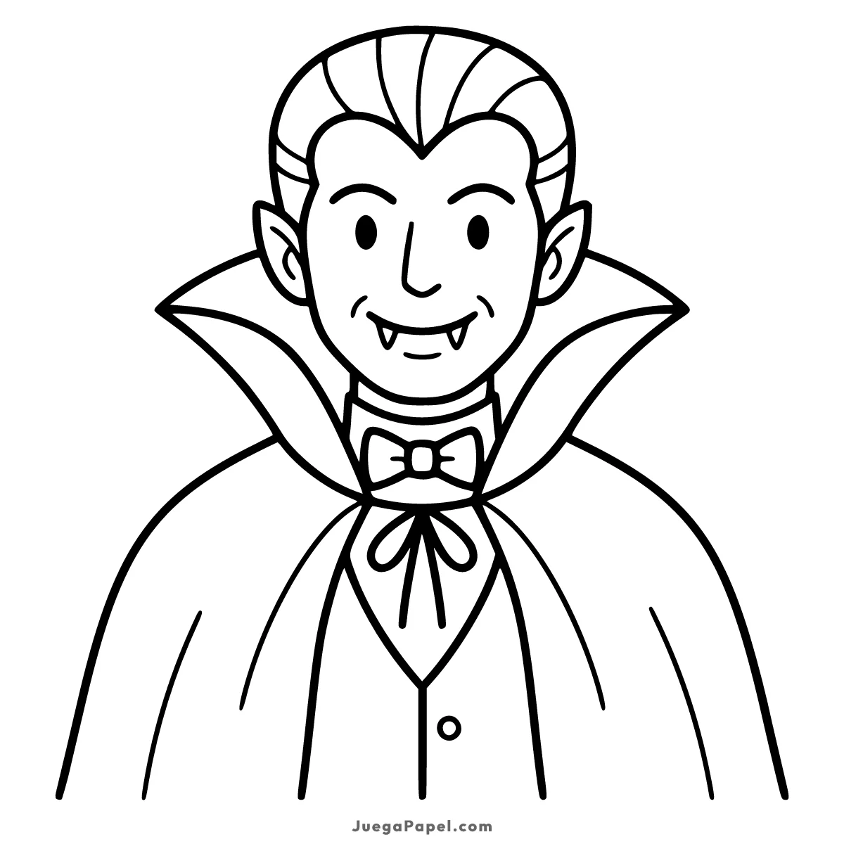 Dibujo para colorear e imprimir de Vampiro Amigable con Capa para Colorear