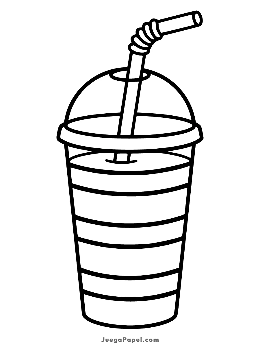 Dibujo para colorear e imprimir de Vaso de Bebida con Pajita para Colorear