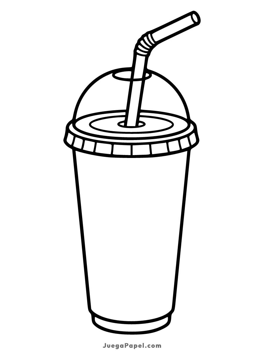 Dibujo para colorear e imprimir de Vaso de Bebida con Pajita para Colorear
