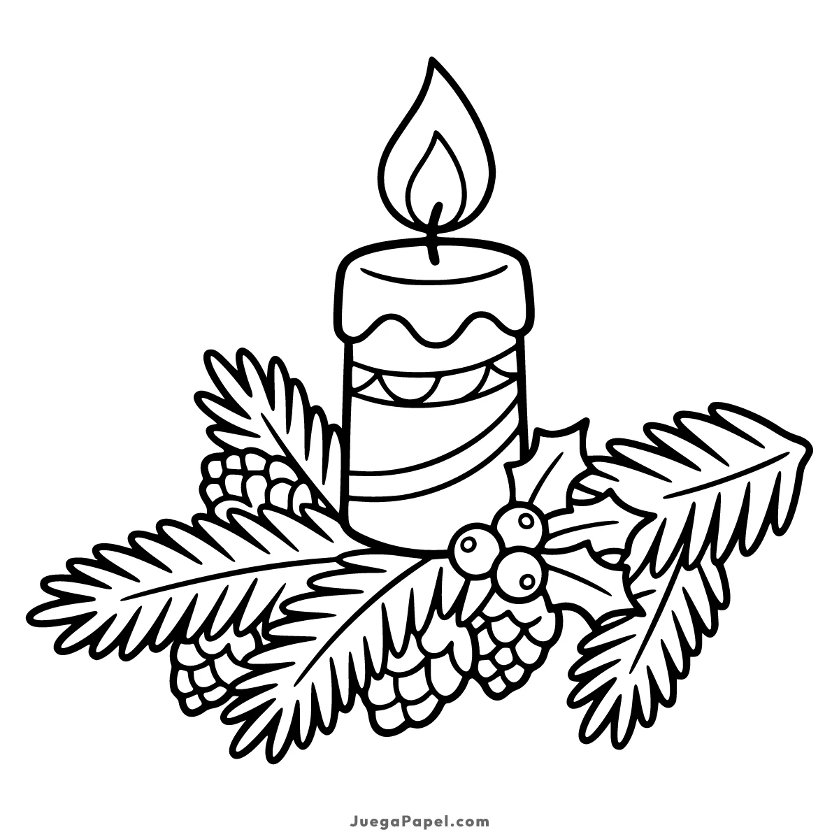 Dibujo para colorear e imprimir de Vela Navideña