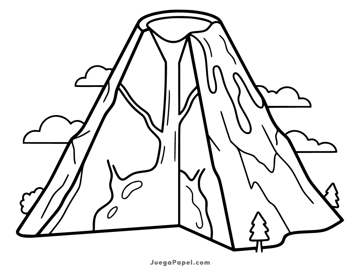 Dibujo para colorear e imprimir de Volcán