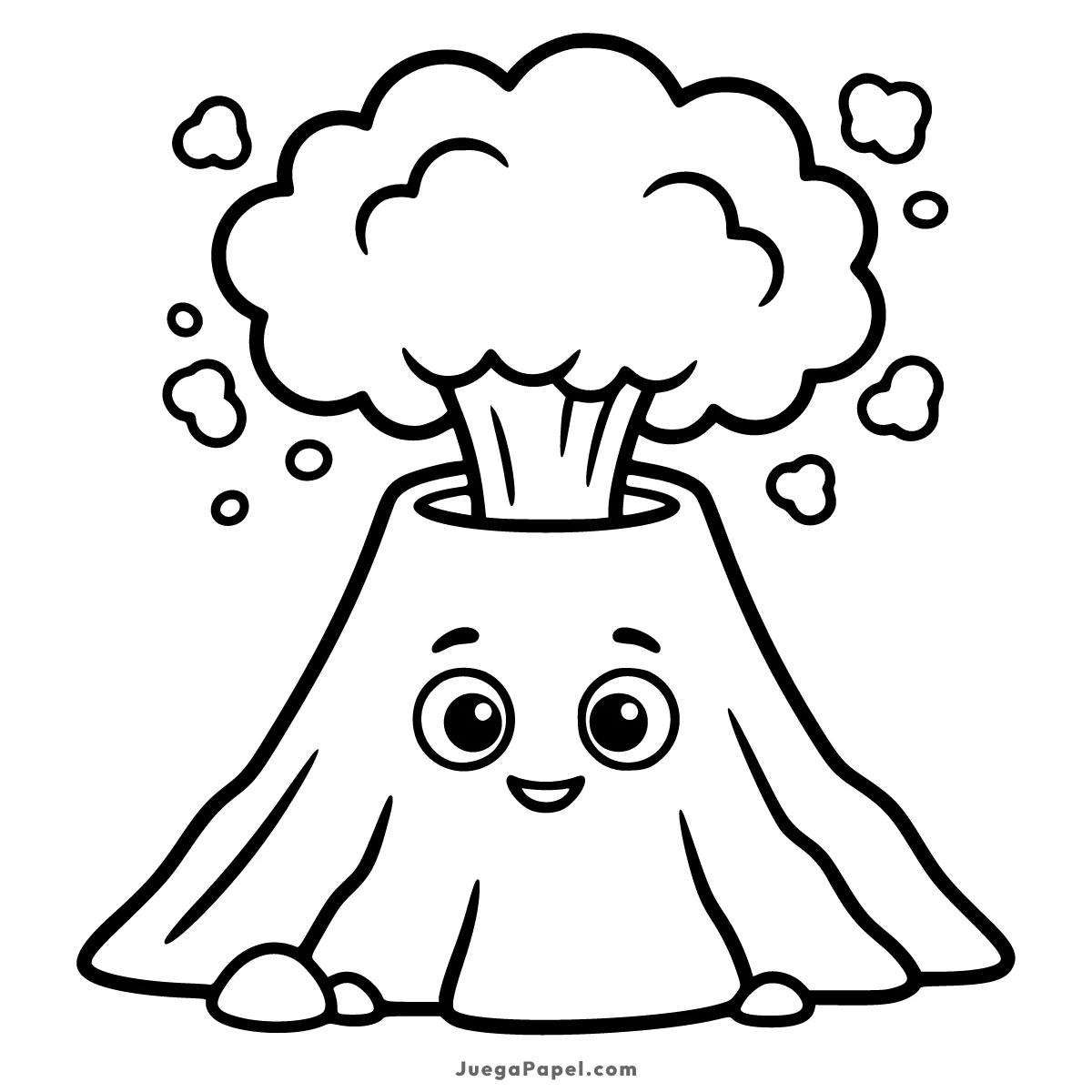 Dibujo para colorear e imprimir de Volcán Divertido en Erupción