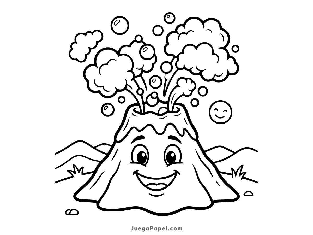 Dibujo para colorear e imprimir de Volcán en Erupción